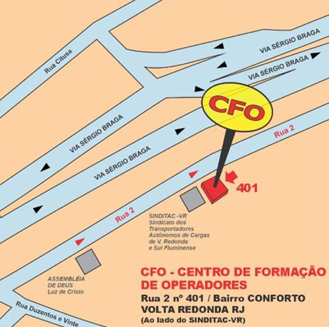 Localização - CFO - Centro de Formação de Operadores - Volta Redonda - Rio de Janeiro
